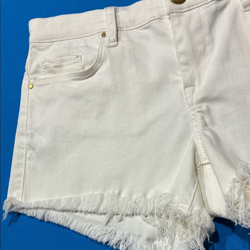 Blank NYC White Frayed Hem Denim Shorts - Picture 5 of 14